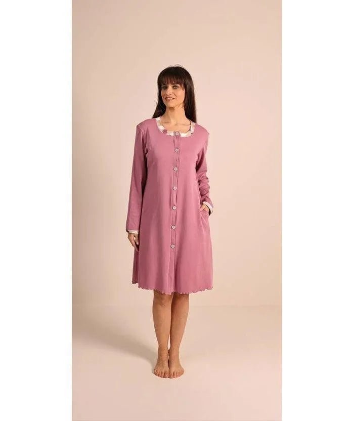 Camicia da notte donna aperta invernale interlock Gary 5062