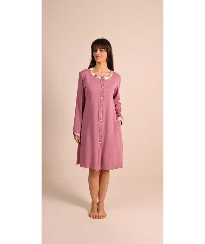 Camicia da notte donna aperta invernale interlock Gary 5062