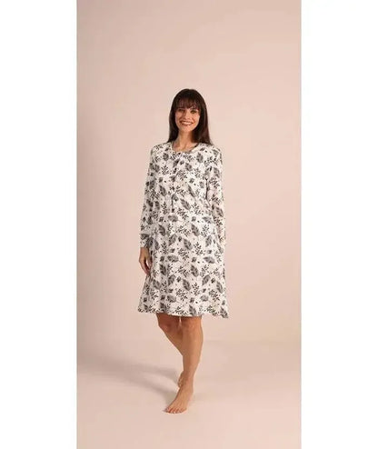 Camicia da notte donna calibrato invernale collo serafino interlock Gary 5053CONF