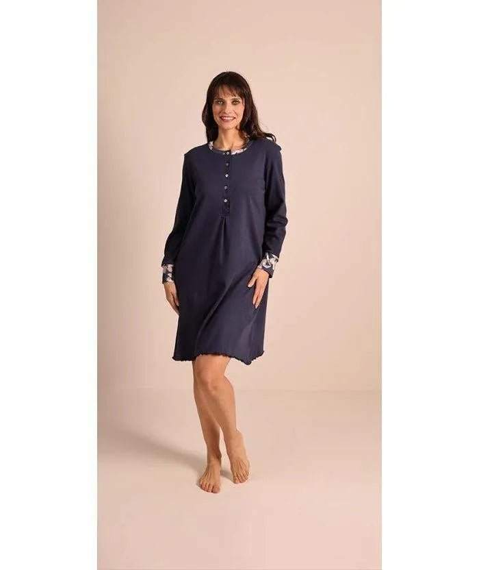 Camicia da notte donna calibrato invernale collo serafino interlock Gary 5098CONF