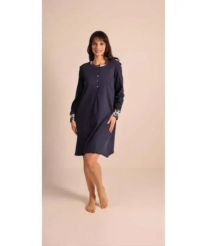 Camicia da notte donna calibrato invernale collo serafino interlock Gary 5098CONF