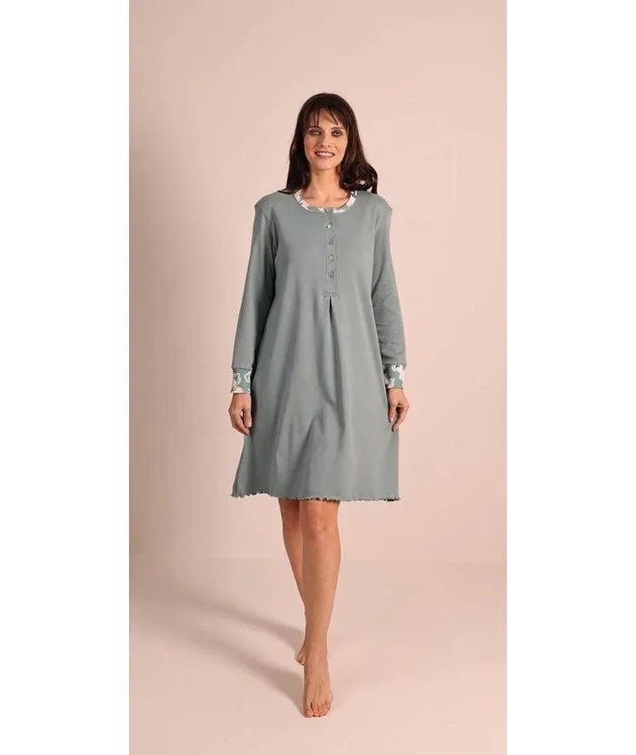 Camicia da notte donna calibrato invernale collo serafino interlock Gary 5098CONF