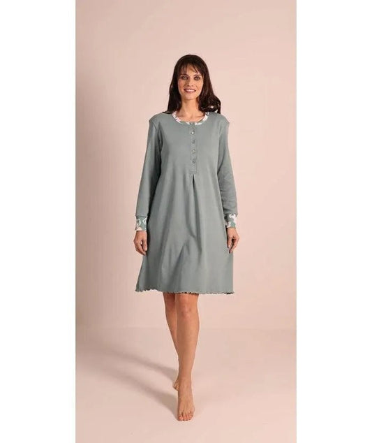 Camicia da notte donna calibrato invernale collo serafino interlock Gary 5098CONF