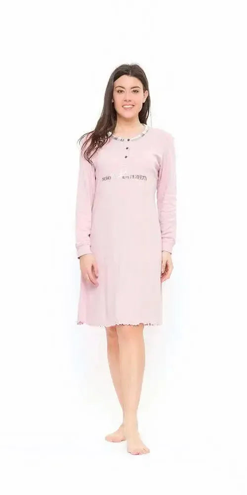 Camicia da notte donna calibrato invernale collo serafino interlock Gary S50057CONF