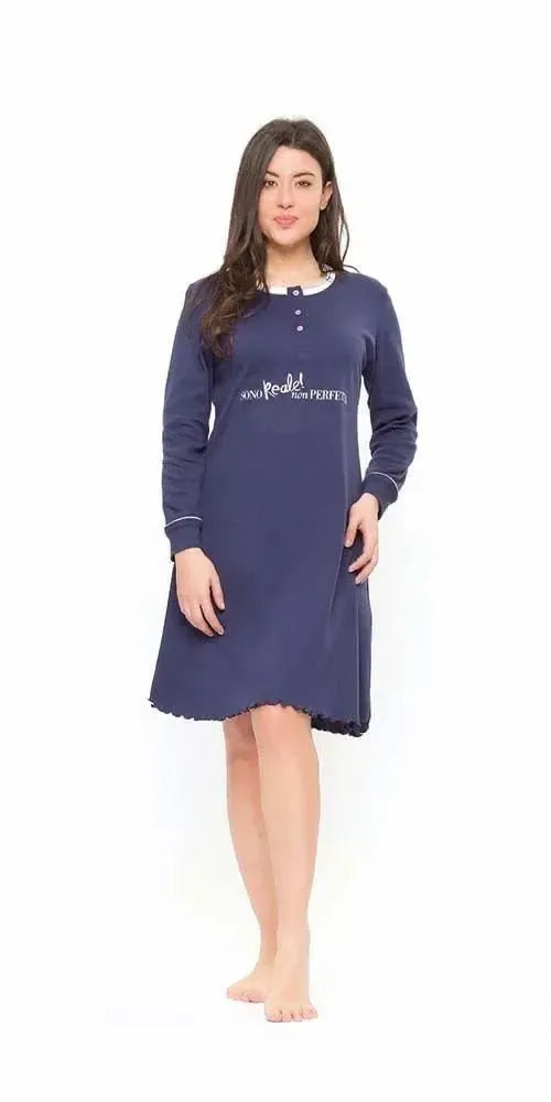 Camicia da notte donna calibrato invernale collo serafino interlock Gary S50057CONF