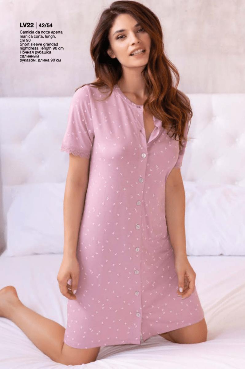 Camicia da notte donna in viscosa aperta mezza manica Sièlei LV22