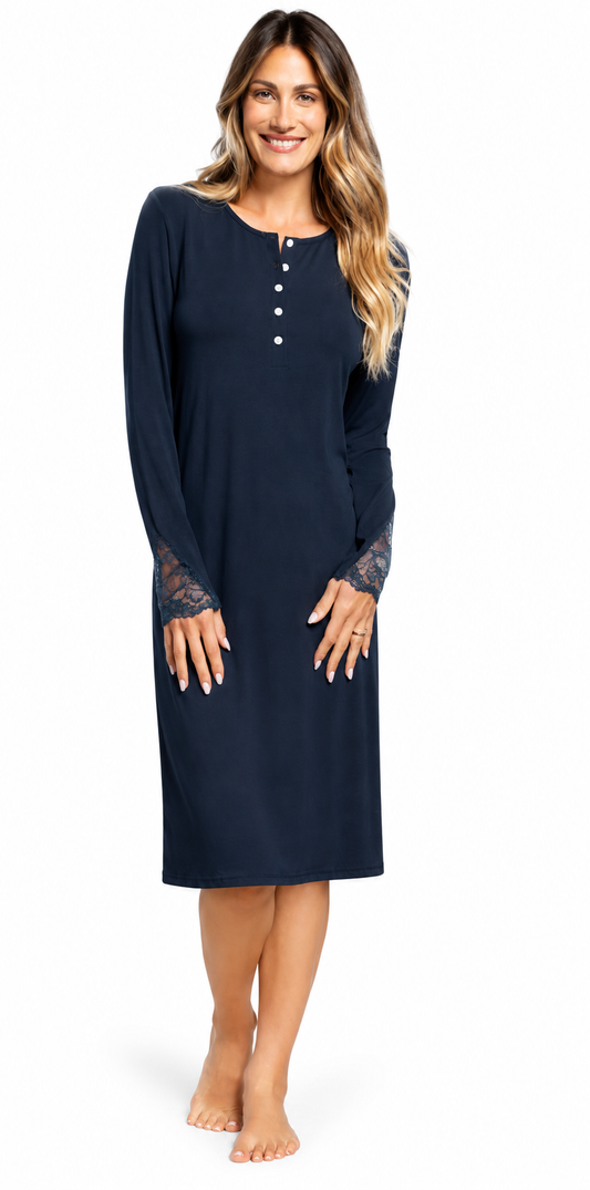 Camicia da notte donna in viscosa serafino Verde Veronica QL25 Quite Luxury