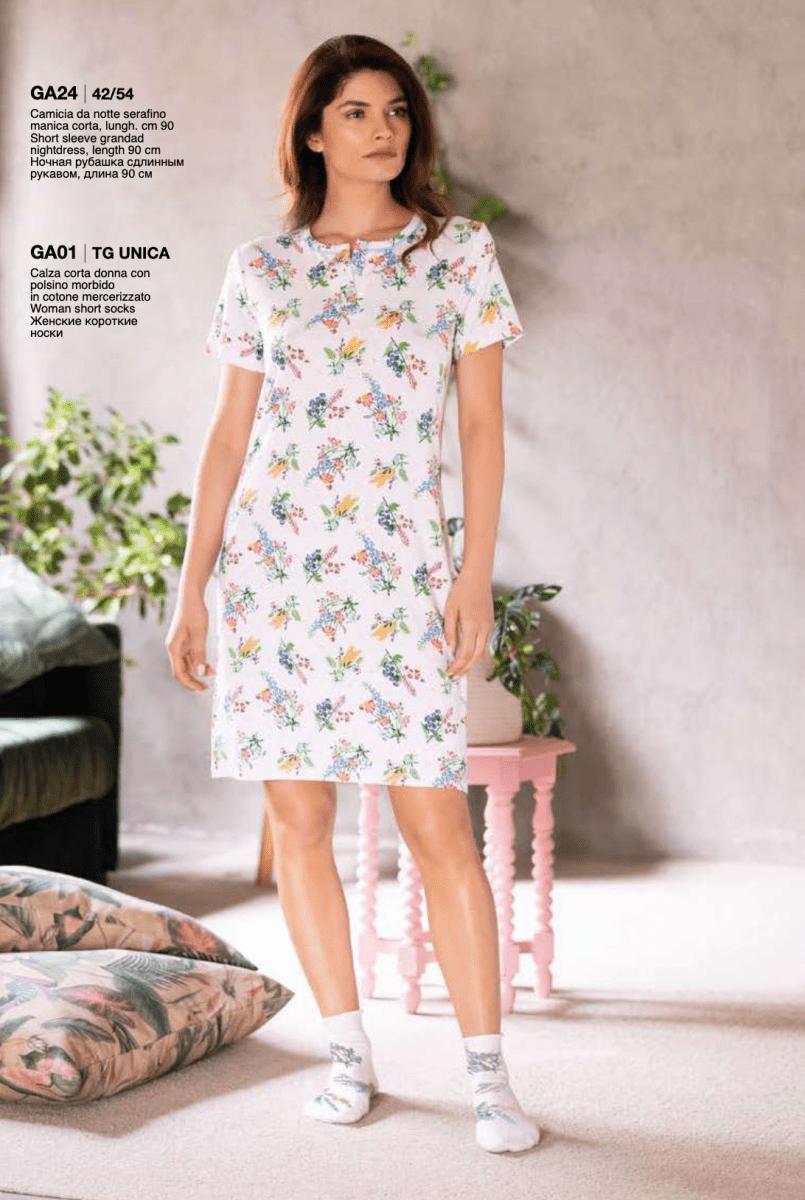 Camicia da notte donna serafino mezza manica in viscosa Sièlei GA24