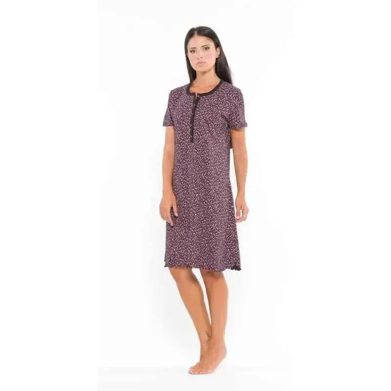 Camicia da notte mezza manica donna Jersey serafino Gary L55105