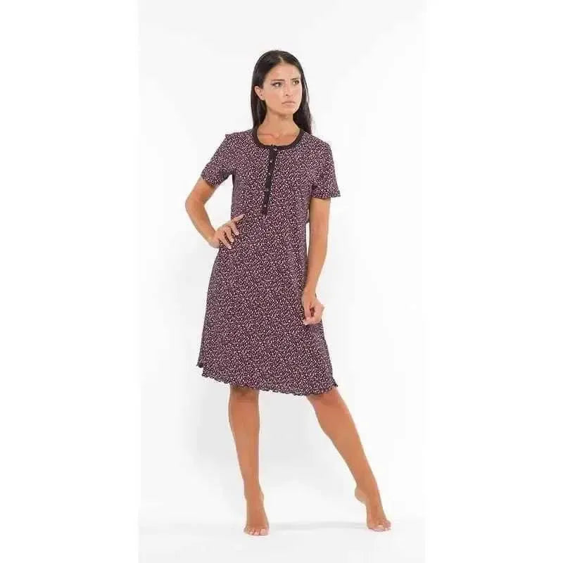 Camicia da notte mezza manica donna Jersey serafino Gary L55105