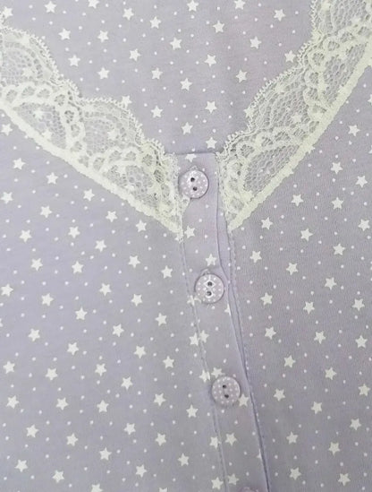 Camicia da notte serafino donna mezza manica cotone Noidinotte Delia Corason Stars LA2517AB