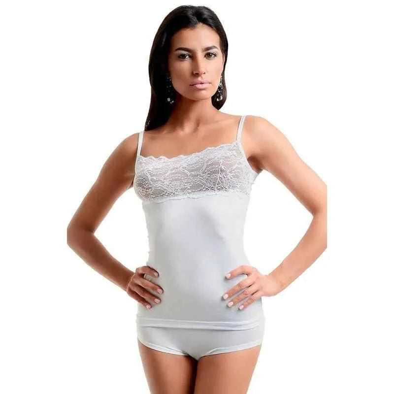 Canotta donna RossoPorpora in pizzo DR670