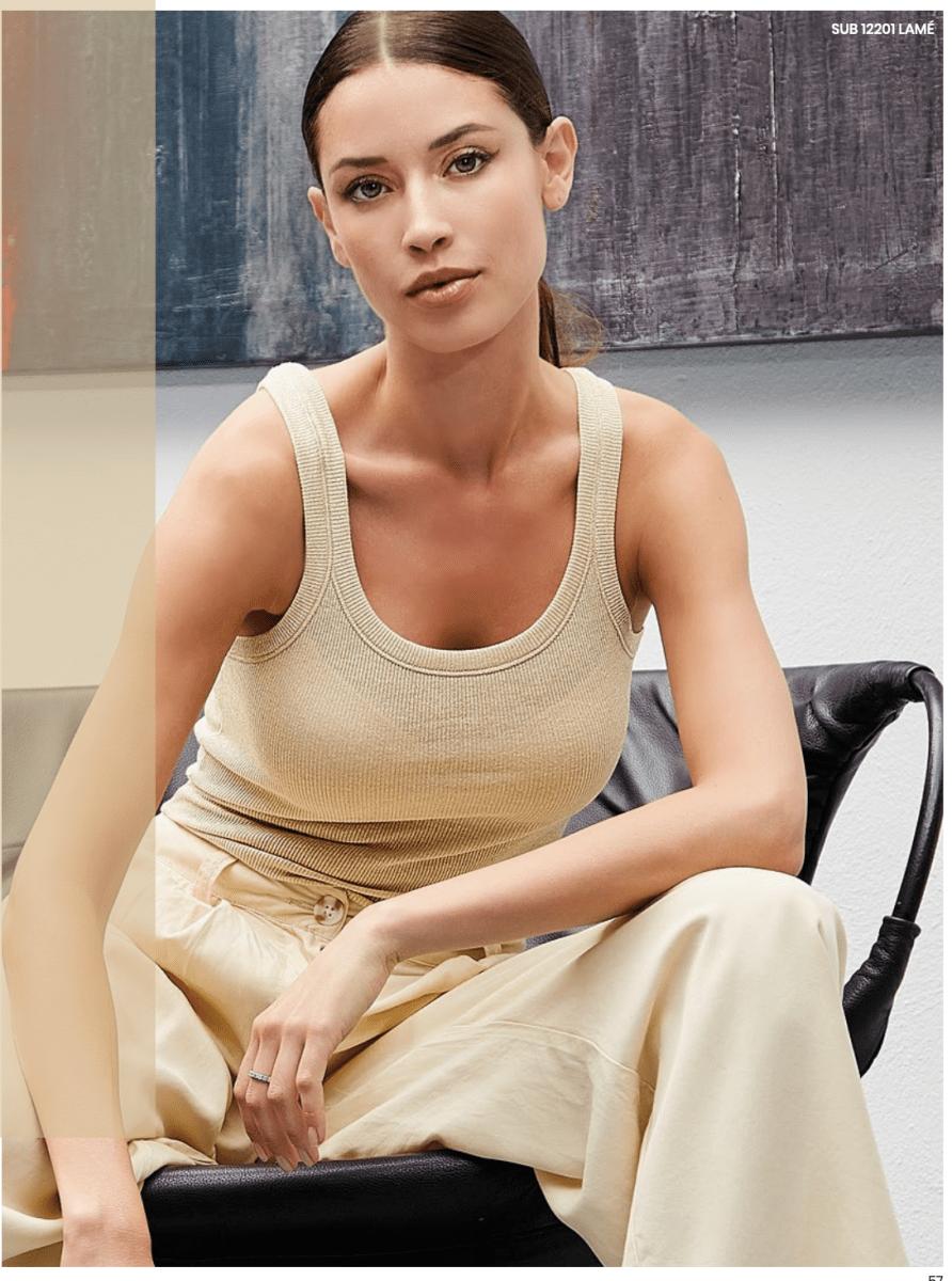 Canotta donna a costine in cotone lamè Sublyme 12201