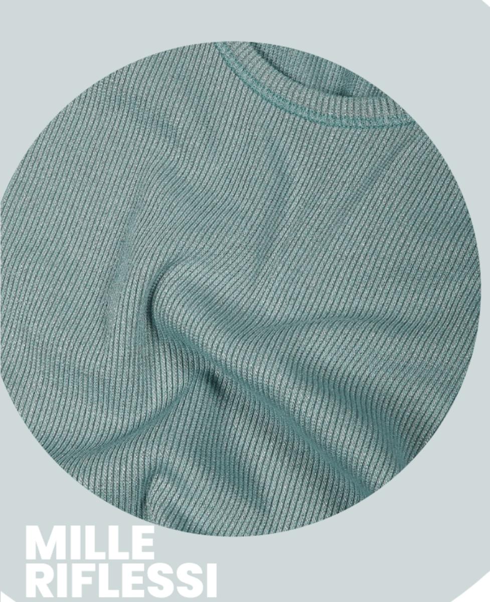 Canotta spalla crops donna a costine in cotone lamè Sublyme 12206