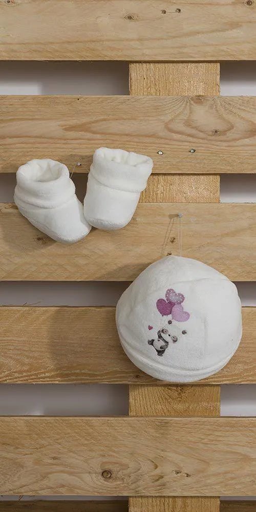 Cappellino con scarpette neonata in ciniglia Gary S7218