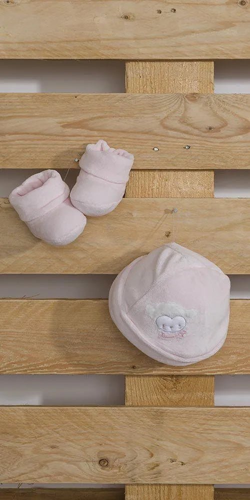 Cappellino con scarpette neonata in ciniglia Gary S7226