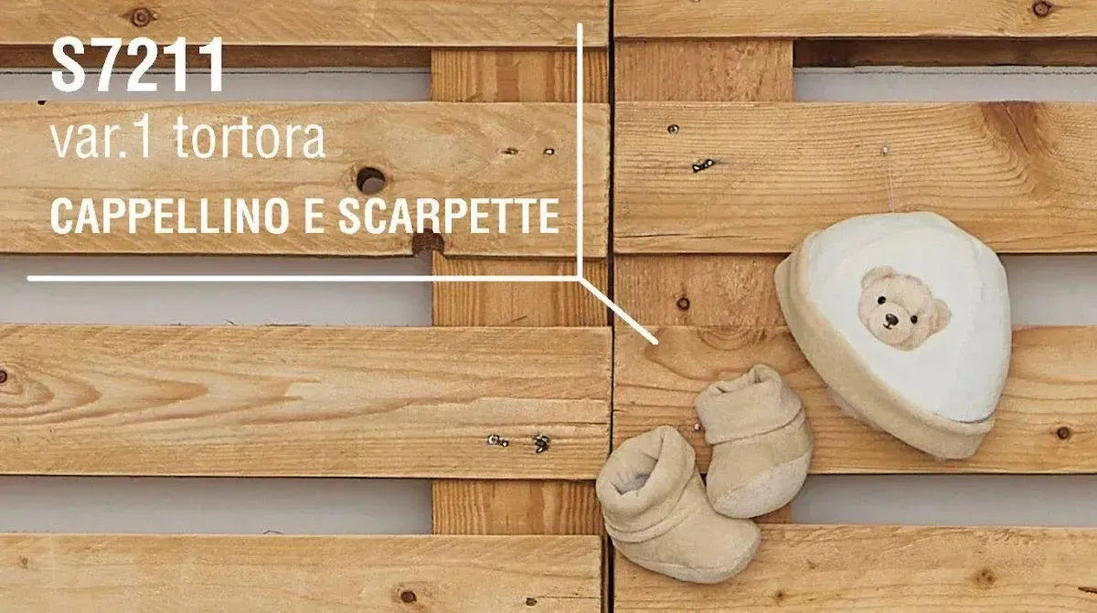 Cappellino con scarpette neonato in ciniglia Gary S7211