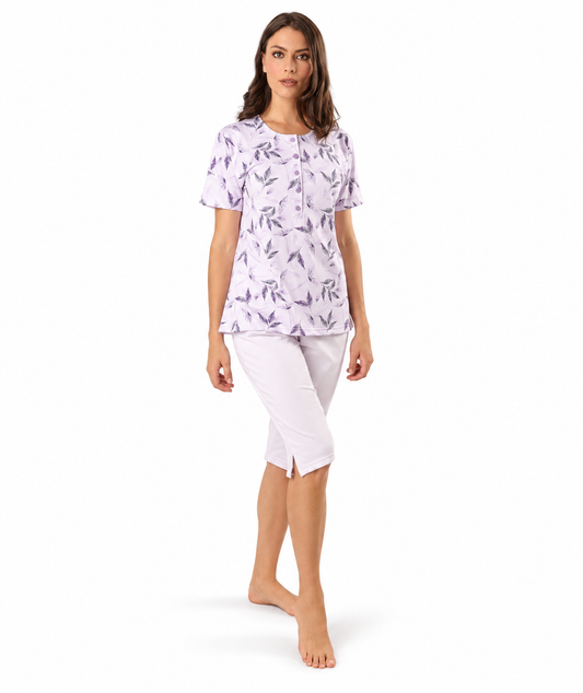 Pigiama mezza manica pinocchietto donna Jersey Gary Z55035 - VIOLETTA