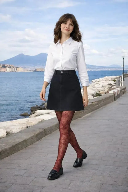 Collant donna effetto pizzo floreale Vignoni 3714