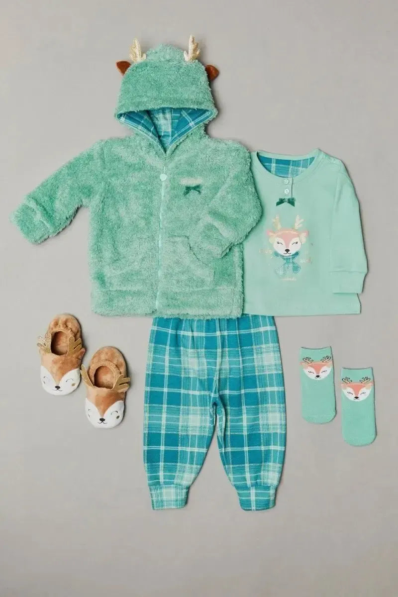 Completo 3pz. neonata caldo cotone bambina Noidinotte FT690 interlock coral