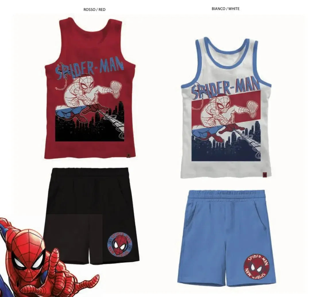 Completo canotta cotone Spiderman bambino MV72M7753