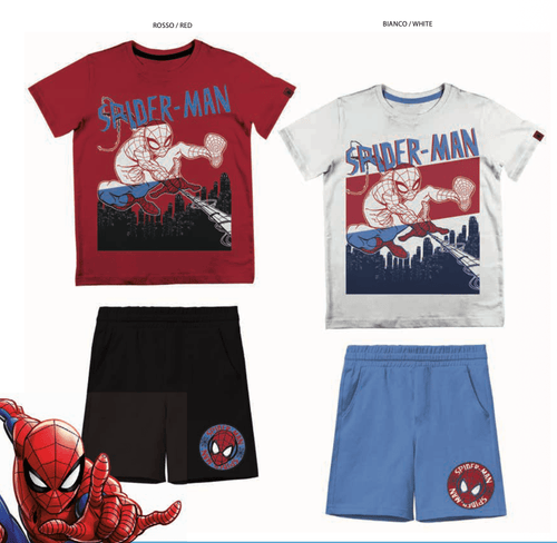 Completo corto cotone Spiderman bambino MV72M7781