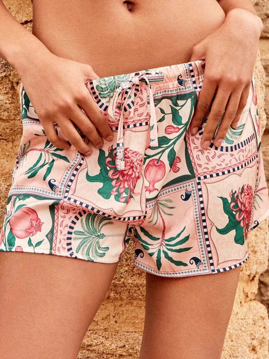 Completo corto donna mezza manica aperta short in raso Gisela 20391/20493