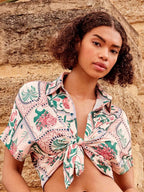 Completo corto donna mezza manica aperta short in raso Gisela 20391/20493