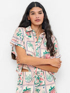 Completo corto donna mezza manica aperta short in raso Gisela 20391/20493