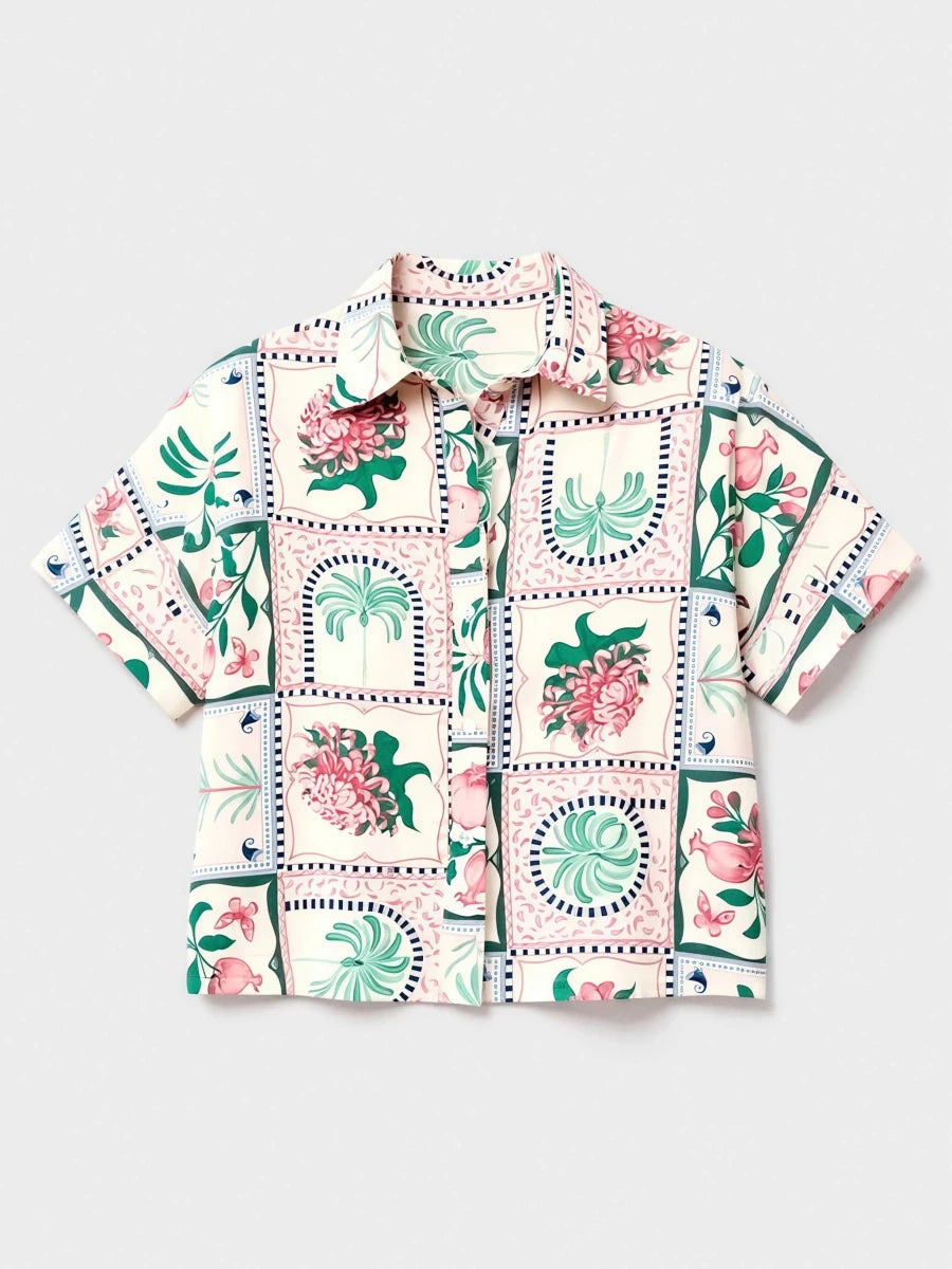 Completo corto donna mezza manica aperta short in raso Gisela 20391/20493