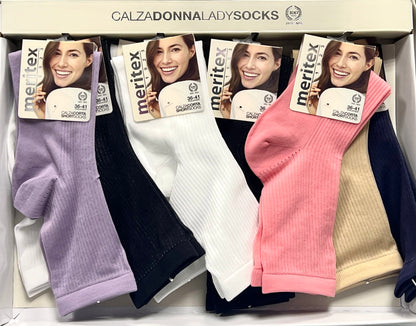 Confezione da 12 paia di calze donna a coste Meritex 5748 Tilda