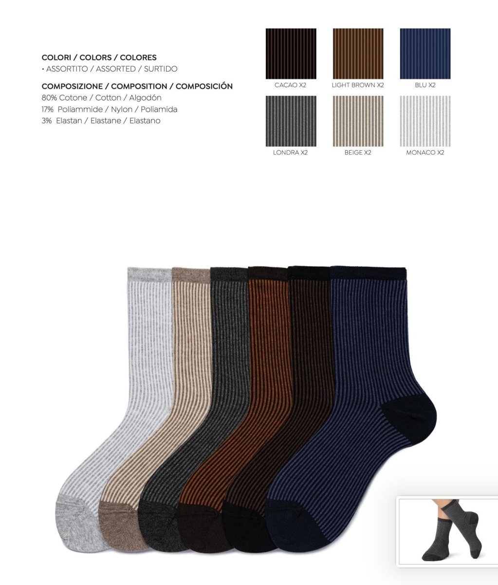 Confezione da 12 paia di calze donna in caldo cotone Pezzini Be Natural Trendy DCZ-PAI2402