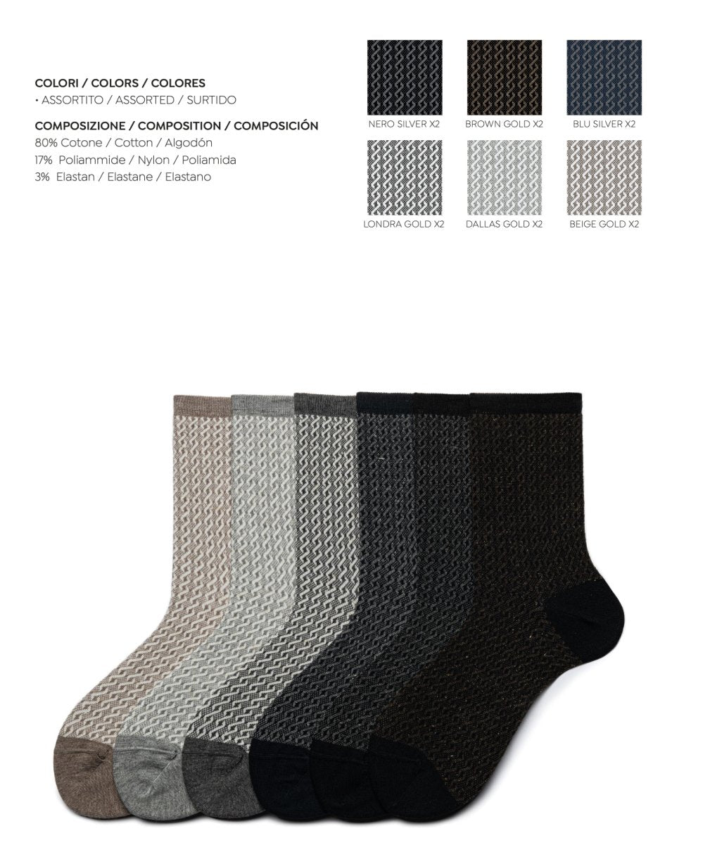 Confezione da 12 paia di calze donna in caldo cotone Pezzini Be Natural Trendy DCZ-PAI2403