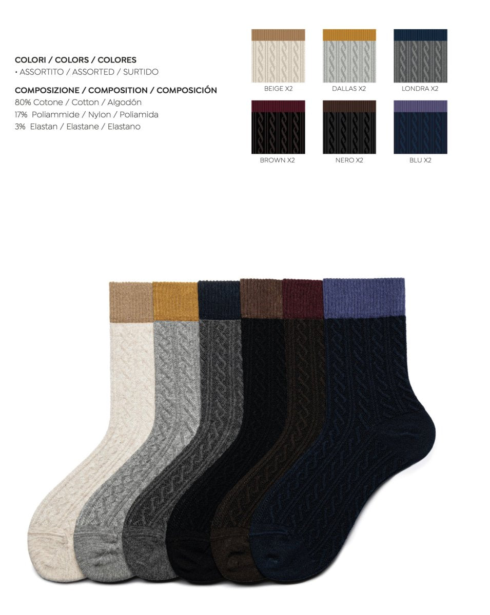 Confezione da 12 paia di calze donna in caldo cotone Pezzini Be Natural Trendy DCZ-PAI2407