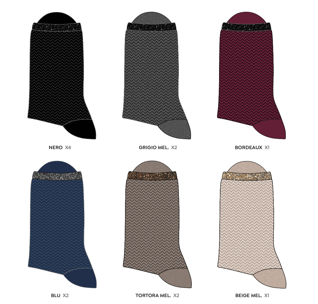 Confezione da 12 paia di calze donna in caldo cotone Pezzini Be Natural Trendy DCZ-PAI2504