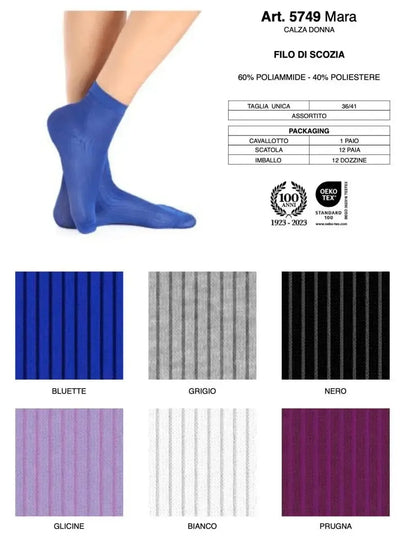 Confezione da 12 paia di calze donna in cotone a coste Meritex 5749 Mara