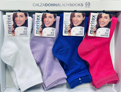Confezione da 12 paia di calze donna in cotone a coste Meritex 5749 Mara