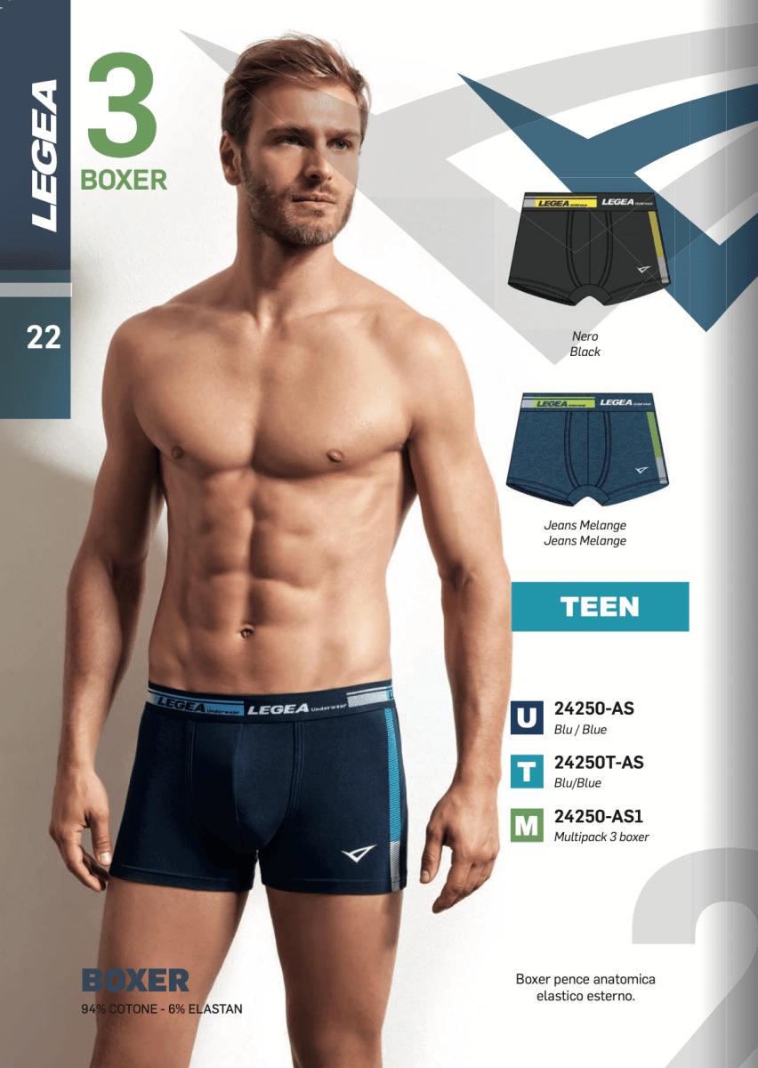 Confezione da 3 Boxer uomo Legea cotone bielastico rasato tinta unita 24250