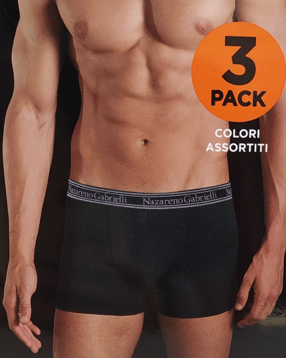 Confezione da 3 Boxer uomo Nazareno Gabrielli cotone bielastico NG327