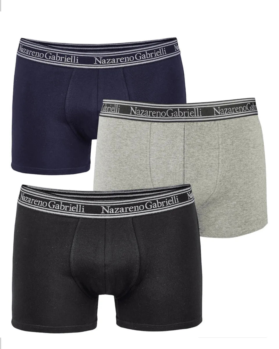 Confezione da 3 Boxer uomo Nazareno Gabrielli cotone bielastico NG327