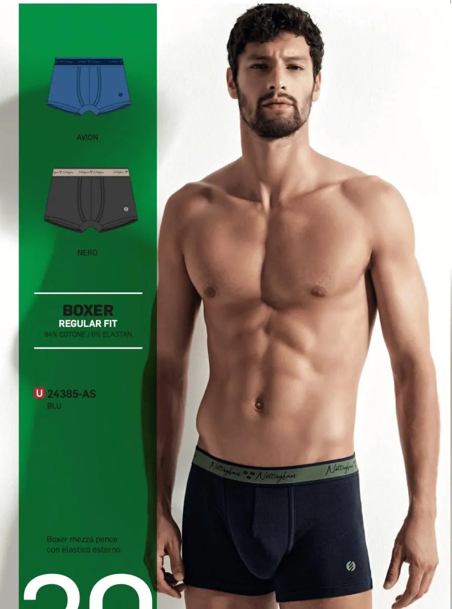 Confezione da 3 Boxer uomo Nottingham cotone bielastico rasato tinta unita 24385