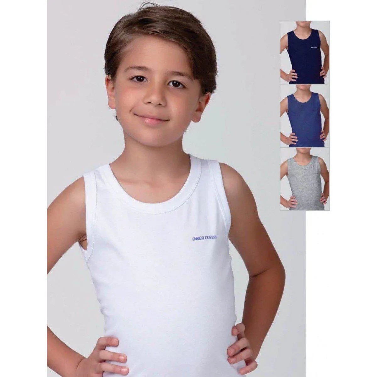 Confezione da 3 maglie spalla larga bambino in cotone bielastico Enrico Coveri ET4002