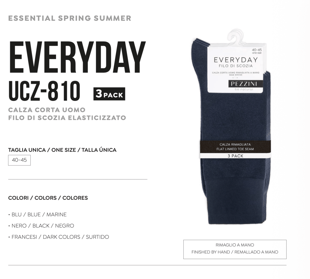 Confezione da 3 paia di calze corte uomo filo di scozia elasticizzate Pezzini Ucz-810