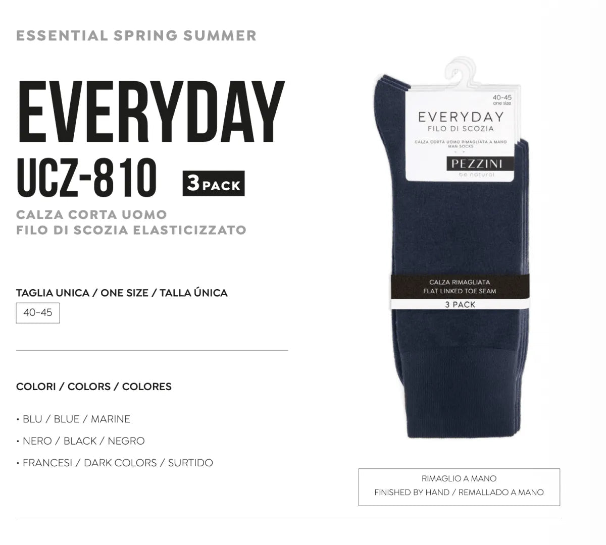 Confezione da 3 paia di calze corte uomo filo di scozia elasticizzate Pezzini Ucz-810