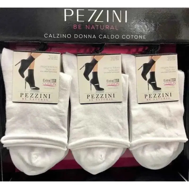 Confezione da 3 paia di calze donna in caldo cotone Pezzini Be Natural taglio vivo DCZ-301 Casual