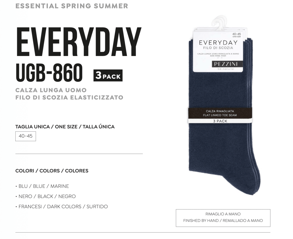 Confezione da 3 paia di calze lunghe uomo filo di scozia elasticizzate Pezzini UGB-860