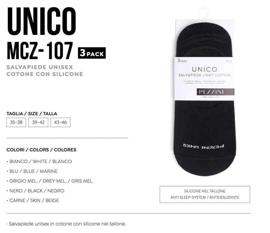 Confezione da 3 paia di salvapiede uomo/donna Pezzini MCZ-107
