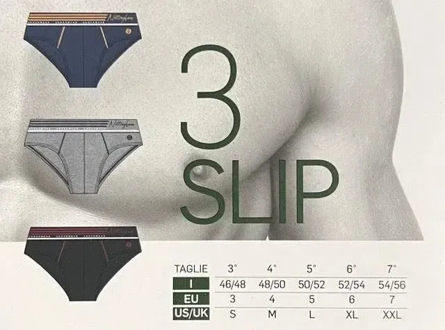 Confezione da 3 slip uomo Nottingham cotone bielastico rasato tinta unita 24011