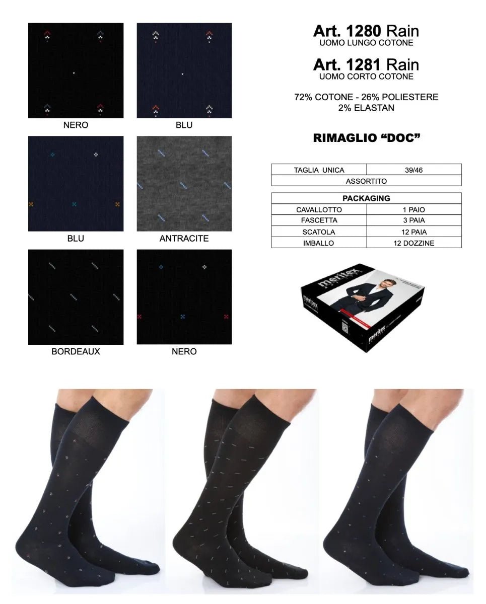 Confezione da 6 paia calze corte caldo cotone Meritex 1281 Rain