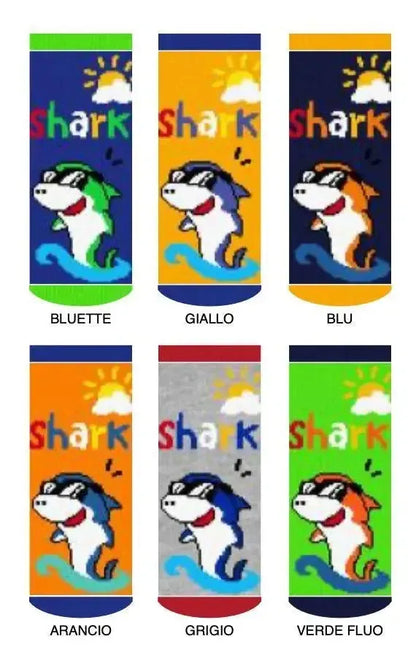Confezione da 6 paia di calze antiscivolo baby cotone filo di scozia Meritex 7705 Shark